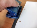 Double hole punch for paper. Hole punch. Office. A hole punch for office. Paper punch Royalty Free Stock Photo