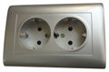 Double internal socket with ground silver color