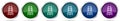 Double ladder, step, climb, tool, level icons, set of silver metallic glossy web buttons in 6 color options isolated on white