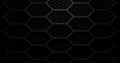 Double layer black hexagon honeycomb grid grill background with light from above