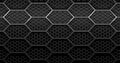 Double layer black, shiny round hexagon honeycomb grid grill background with light from above