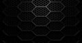 Double layer black thin hexagon honeycomb grid grill background with light from above