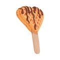 Double-layer waffle on a stick. Vector illustration on white background.