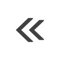 Double left arrow vector icon