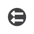 Double left arrows icon vector