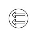 Double left arrows line icon