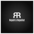 Double letter R logo icon with two white R on black background