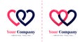 Double love logo for connected and infinity relationships. Templates can be used for corporate, dating apps, business wedding