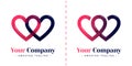 Double love logo for connected and infinity relationships. Templates can be used for corporate, dating apps, business wedding