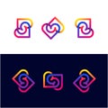 Double Love Set Gradient Logo Template