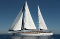 Double masted classical, sailing, luxury sailing yacht sailing in Aegean Sea.