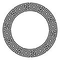 Double meander pattern, made of squares and crosses, circle frame