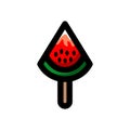 Double meaning logo which forms ice cream and watermelon