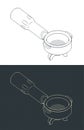 Double mouthed coffee portafilter isometric drawings Royalty Free Stock Photo