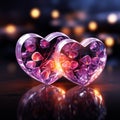 Double neon hearts radiate love and warmth, their luminosity captivating observers