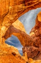 Double O Arch in the Arches National Park, Utah Royalty Free Stock Photo