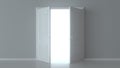 Double open white door on white background. Front view. Empty room interior. Choice, business and success concept. Concept Royalty Free Stock Photo