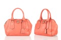 Double orange women bag isolated on white background Royalty Free Stock Photo