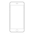 Double out lines outline smartphone with camera and menu button on white background. Smartphone outline vector eps10. Royalty Free Stock Photo