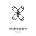 Double paddle outline vector icon. Thin line black double paddle icon, flat vector simple element illustration from editable Royalty Free Stock Photo