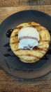 Double Pancake Blueberry With Vanilla Ice Cream