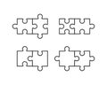 Double piece flat puzzle set vector