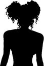 Silhouette of A Woman with Double Ponytail Side Portrait