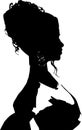 Silhouette of A Woman with Double Ponytail Side Portrait