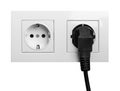 Double power European electric plug isolated on a white