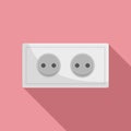 Double power socket icon, flat style