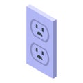 Double power socket icon, isometric style