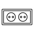 Double power socket icon, outline style