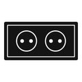 Double power socket icon, simple style