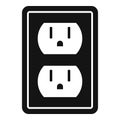 Double power socket icon, simple style