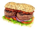 Double Beefburger Sandwich Royalty Free Stock Photo