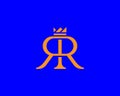 Double R with crown vector logo design. Elegant minimal letter, monogram, initials, wedding symbol sign logotype.