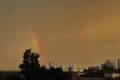 double rainbow against the sky at sunset russia