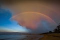 Double rainbow anging in the blue sky Royalty Free Stock Photo