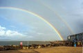 Double rainbow arcs across Morecambe Bay, UK.