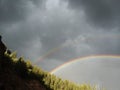Double Rainbow at the cliffs at eagle River colorado augustv2017 Royalty Free Stock Photo