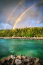 Double rainbow by the coast Royalty Free Stock Photo