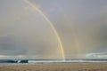 Double rainbow at Ehukai Beach park Royalty Free Stock Photo