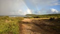 Double rainbow facing the Caribbean Sea from Guadeloupe Royalty Free Stock Photo