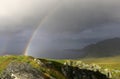 Double rainbow at isle Runde by evening