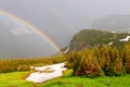 Double rainbow in a mountain storm Royalty Free Stock Photo