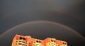 The double rainbow over the city of Kiev Royalty Free Stock Photo