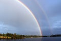 Double Rainbow over Lake of the Woods, Kenora, Ontario Royalty Free Stock Photo