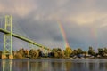 Double rainbow over river Royalty Free Stock Photo