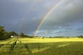 Double Rainbow Over Sunlit Fields, Scottish Borders, Scotland