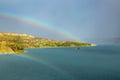 Double rainbow over Wild Goose Island, Glacier National Park Royalty Free Stock Photo